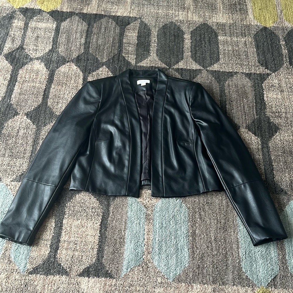 Gorgeous Calvin Klein cropped faux leather jacket
